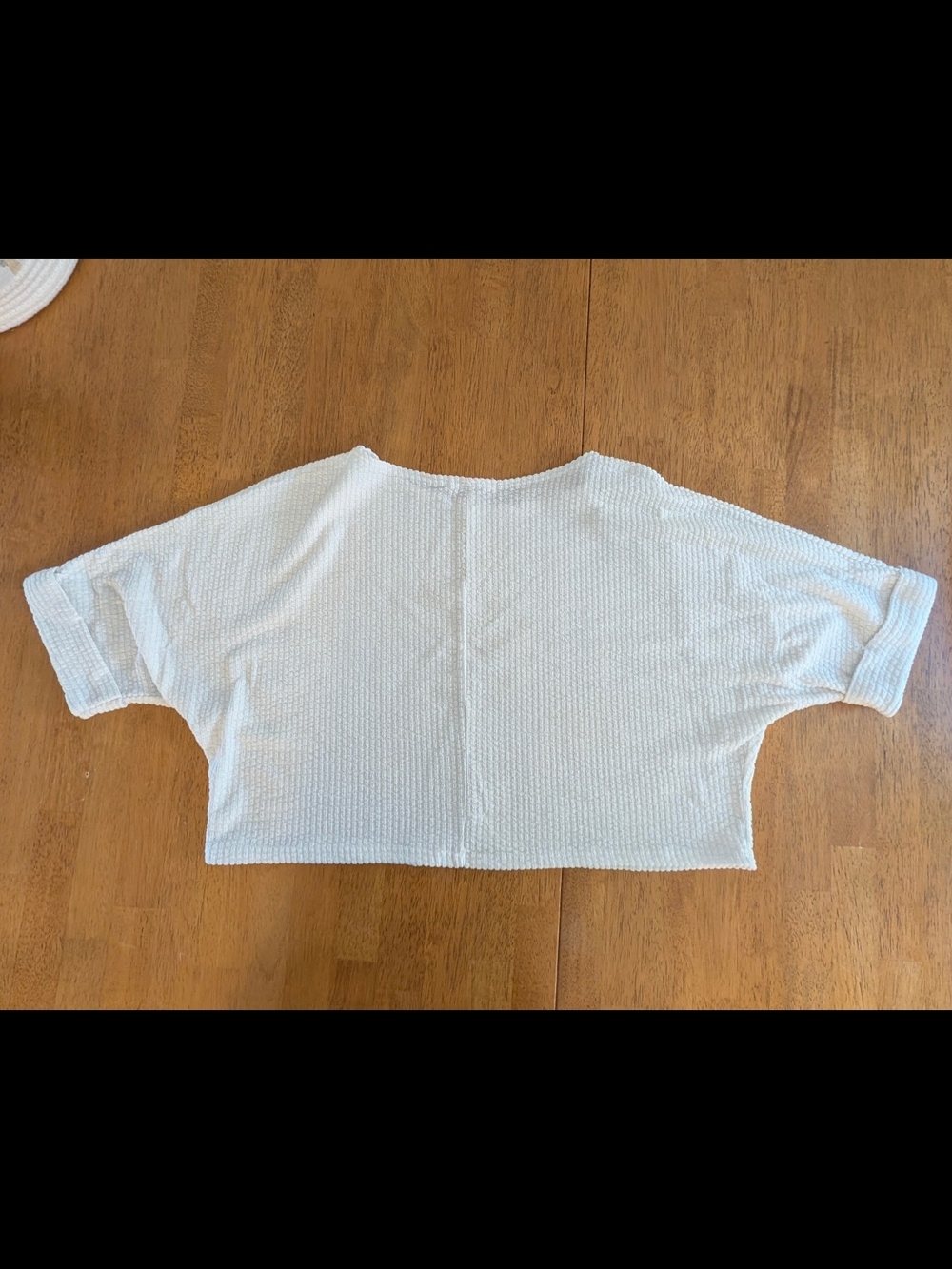 Caution To The Wind White Boxy Waffle Crop Top